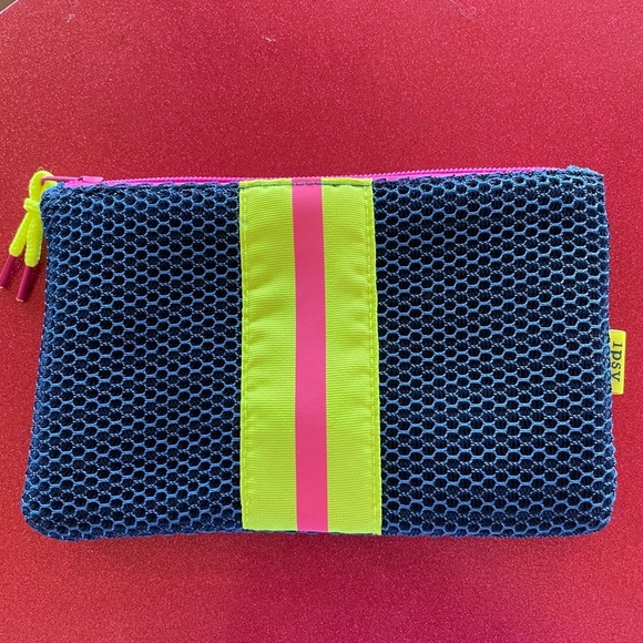 3/$10 Ipsy Glam Bag New January 2018 Game Face Navy Mesh Nautical Neon Makeup - Picture 10 of 10